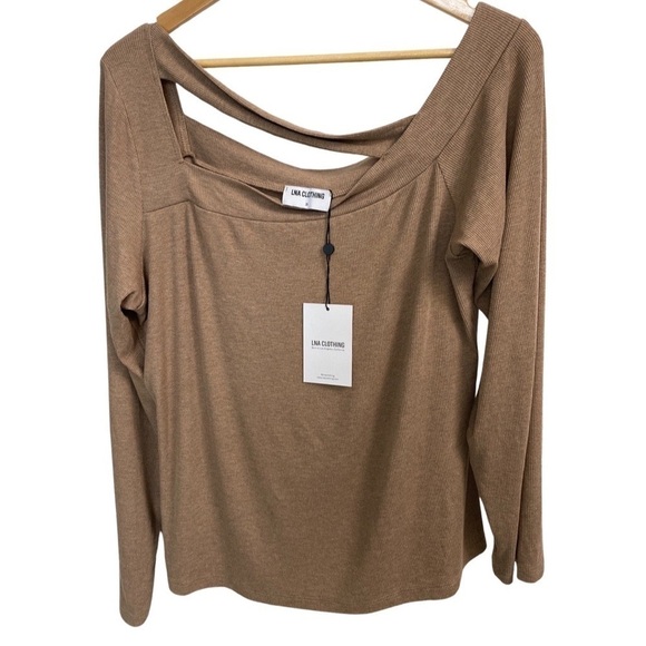 REVOLVE Brand LNA OTIS RIBBED TOP in Mushroom Beige Size 2X NWT - Picture 5 of 10